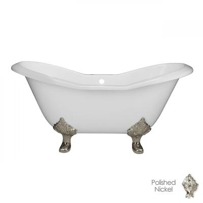 Randolph Morris Grace 72 Inch Cast Iron Double Slipper Tub - Rim Faucet Drillings - Lion Paw Feet RM72DS7LPPN