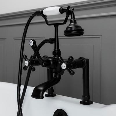 Randolph Morris Clawfoot Tub Deck Mount English Telephone Faucet with Handshower - Matte Black RM462MBK