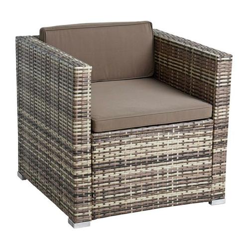 Polyrattan Loungesessel Gartensessel Rattan Sessel Gartenstuhl Beige-Braun