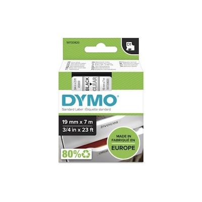 DYMO D1 - Standardetiketten - Schwarz auf Transparent - 19mm x 7m