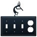 Village Wrought Iron Kokopelli 4-Gang Duplex Outlet/Toggle Light Switch Combination Wall Plate in Black | 8 H x 8.25 W x 0.17 D in | Wayfair