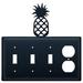 Village Wrought Iron Pineapple 4-Gang Duplex Outlet/Toggle Light Switch Combination Wall Plate in Black | 8 H x 8.25 W x 0.17 D in | Wayfair