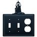 Village Wrought Iron Lighthouse 3-Gang Duplex Outlet/Toggle Light Switch Combination Wall Plate in Black | 8 H x 6.5 W x 0.17 D in | Wayfair