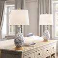 Rosdorf Park 27.5" Table Lamp Set Ceramic/Fabric in Blue/Gray/White | 27.5 H x 14 W x 14 D in | Wayfair 80EA352A8967484AAD9D4E031371D460