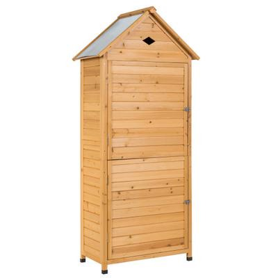 Costway Wooden Outdoor Lockable Garden Tool Storage