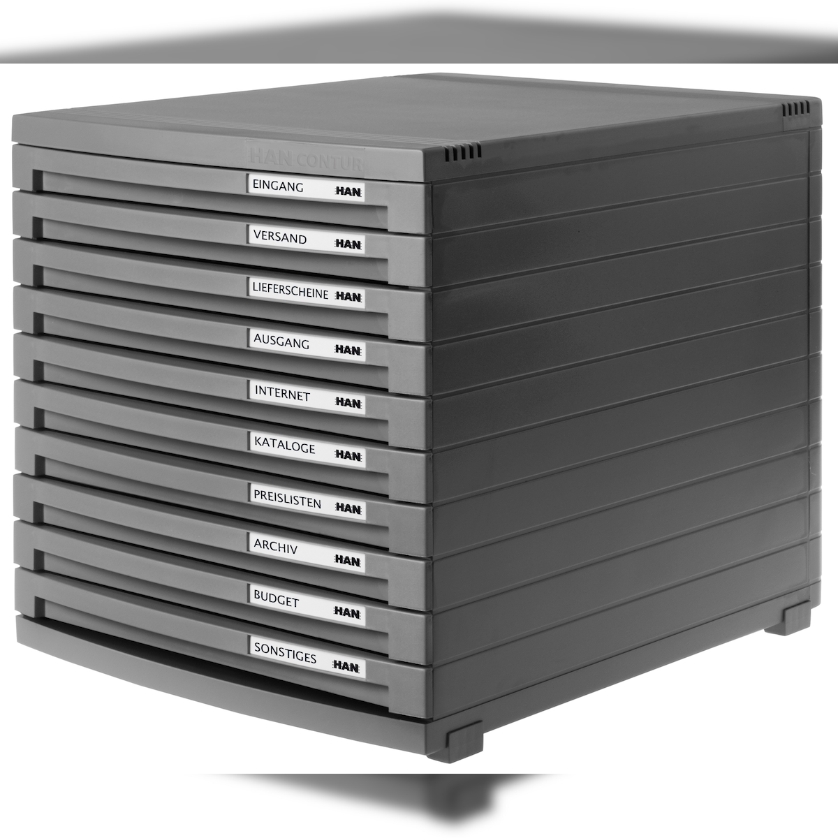HAN Schubladenbox CONTUR, DIN A4/B4/C4, 10 geschlossene Schubladen, dunkelgrau Image
