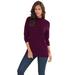 Plus Size Women's Fine Gauge Drop Needle Mockneck Sweater by Roaman's in Dark Berry (Size S)