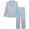 Amorbella Ladies Winter Button Down/Up Pajama/Pj Set Long Sleeve Long Pants(Dusty Blue, Medium)