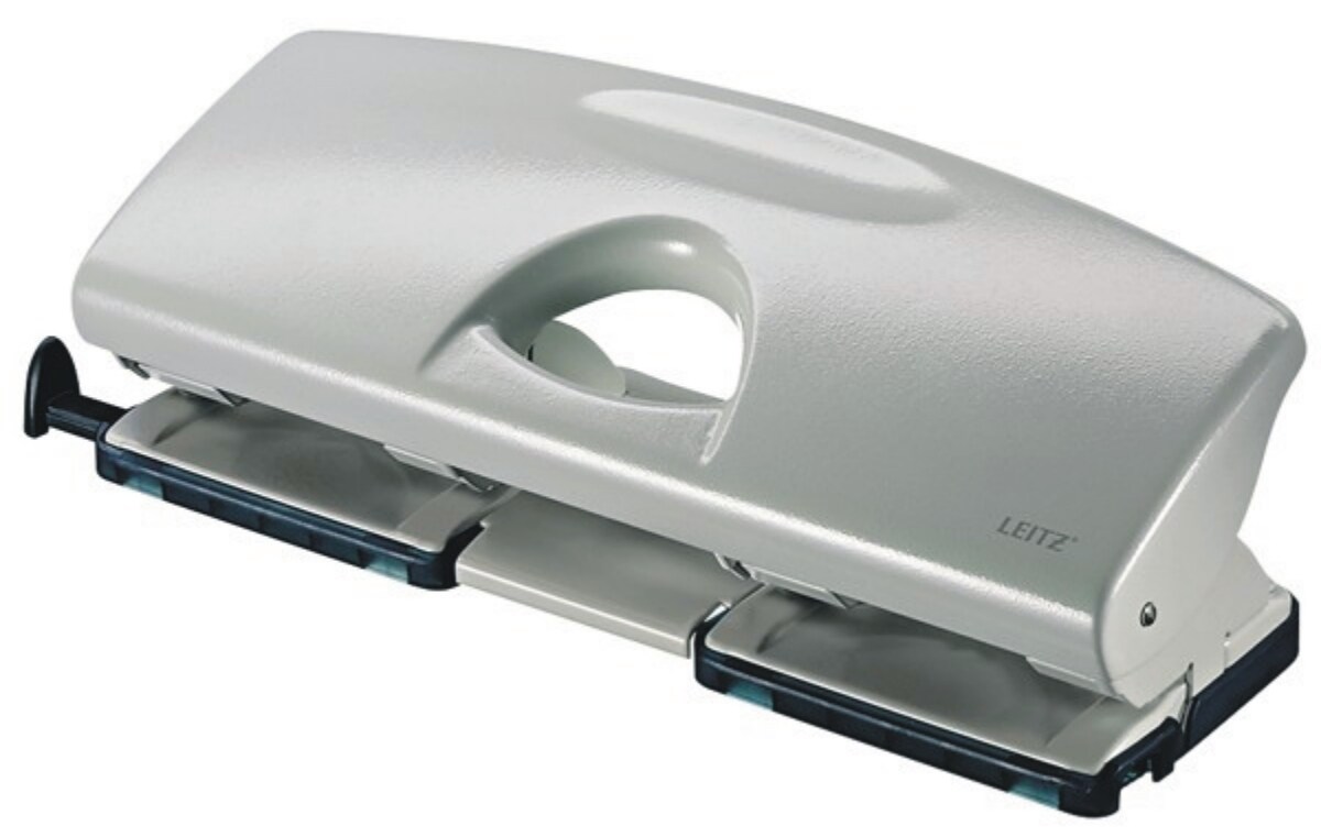 LEITZ Doppellocher 25 Blatt 4-fach mit Anschlagschiene grau Image