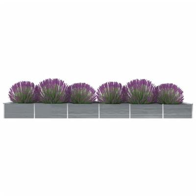 Garten-Hochbeet，Blumenkasten Verzinkter Stahl 600x80x45 cm Grau vidaXL Image