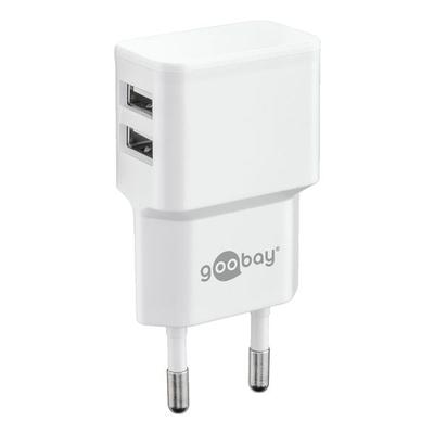 Dual USB-Ladegerät 2,4 A weiß weiß, goobay, 3.7x2.24x7.15 cm