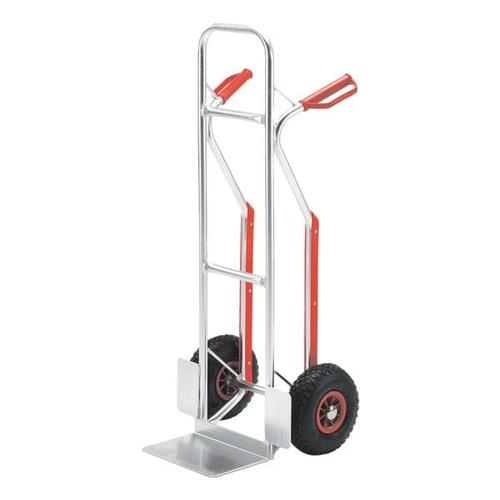 Alu-Stapelkarre mit Polyurethan-Bereifung bis 150 kg silber, ROLLCART, 48×117.5×49 cm