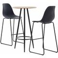 Set da Bar 3 pz in Plastica Tavolo Rotondo con Sedie stile Moderno vari colori colore : nero