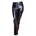 A1 FASHION GOODS Womens Genuine Soft Black Leather Trouser Slim Fit Tapered Casual Leather Jeans - Lyla (18)