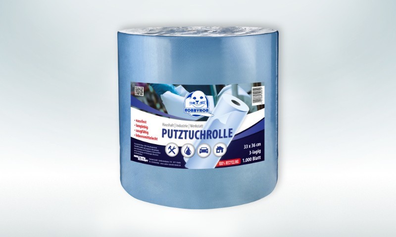 Walter Schmidt Chemie Putztuchrolle 33x36cm, 1.000Blatt, 3-lagig 4378000000 Putz-Papierrolle Blau Image