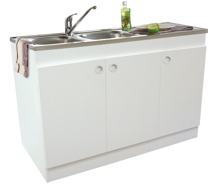 Meuble sous évier DECLIQ 120 x 60 cm 3 portes avec charnières invisibles NÉOVA S13N23120