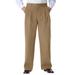 Men's Big & Tall Wrinkle-Free Double-Pleat Pant with Side-Elastic Waist by KingSize in Dark Khaki (Size 60 38)