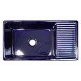 Whitehaus Collection Quatro Alcove Farmhaus Reversible Fireclay Farmhouse Sink with Drain Board WHQD540-BLUE