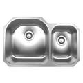 Whitehaus Collection Noah Collection Stainless Steel Double Bowl Undermount Kitchen Sink- No Faucet Drillings - Brushed Stainless Steel WHNDBU3120