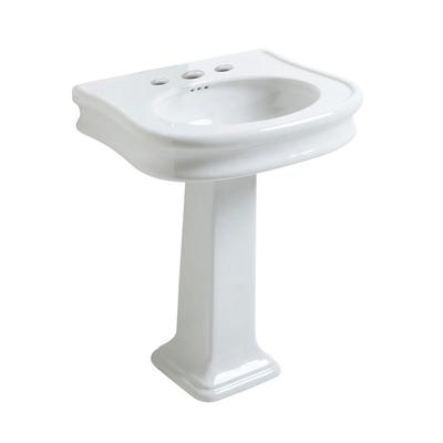 Whitehaus Collection Isabella China Large Traditional Pedestal Sink - Widespread Faucet Drilling LA10-LA03-3H