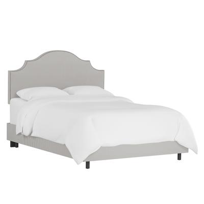 Nail Button Notched Bed by Skyline Furniture in Oxford Stripe Charcoal (Size QUEEN)