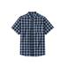 Men's Big & Tall Short Sleeve Wrinkle-Free Sport Shirt by KingSize in Black Check (Size 4XL)