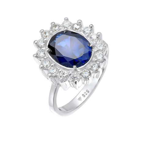 Elli Cocktailring Saphirblau Royal Zirkonia 925 Silber 52 Damen