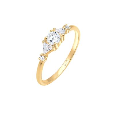 Elli PREMIUM - Elli PREMIUM Ring Triangel Zirkonia Funkelnd 925 Silber vergoldet Ringe 1 ct Damen