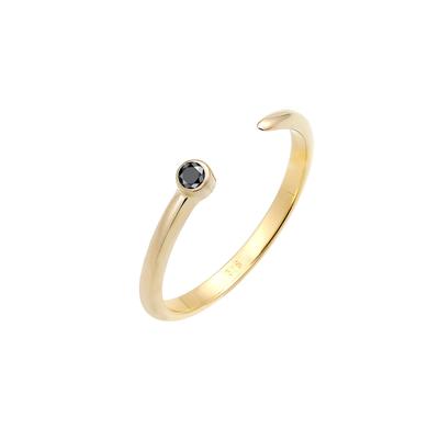 Elli DIAMONDS - Solitär Schwarzer Diamant (0.03 ct.) 375 Gelbgold Ringe 1 ct Damen