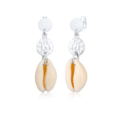 Elli - Hänger Kauri Muschel Meer Plättchen 925 Silber Ohrringe 1 ct Damen (49.99 € / 1 ct)