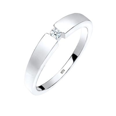 Elli DIAMONDS - Klassisch Bandring Diamant 0.06 ct. 925 Silber Ringe 1 ct Damen