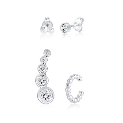 Elli - Climber Cuff Set 925 Silber, mit Kristallen von Swarovski® Ohrringe 1 ct Damen (49.99 € / 1 ct)