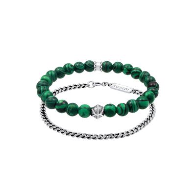 KUZZOI Herren 2er Set Oxidiert Malachit Look 925 Silber 23