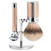 Mühle - TRADITIONAL 3-teiliges Rasierset, Silberspitz Dachszupf, mit Rasierhobel, Griffmaterial Metall, rot Rasur 1 ct Herren (182.99 € / 1 ct)