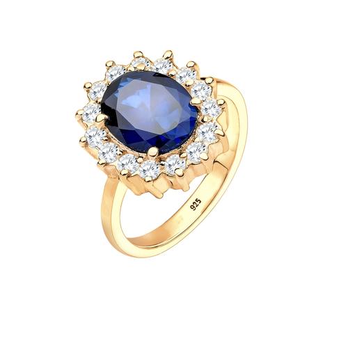 Elli Cocktailring Saphirblau Royal Zirkonia 925 Silber 56 Damen