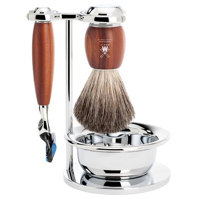 Mühle VIVO - 4-tlg. Rasierset Gillette® Fusion Griffe Pflaumenholz Herren