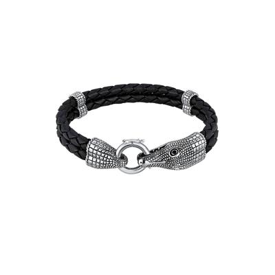 KUZZOI Herren Lederband Krokodil in 925 Sterling Silber 23