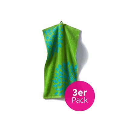 grace grand spa Gästetuch-3er-Set Dahlie mit Blumen-Print One Size / Hellgrün/türkis Image