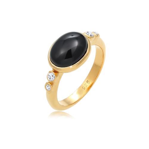 Elli PREMIUM Cocktailring Onyx Topas Edelsteine 925 Silber 52 Damen