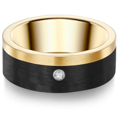 Trilani - Ring Edelstahl Zirkonia in Gelbgold Ringe 1 ct Damen