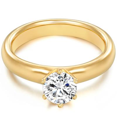 Trilani - Ring Sterling Silber Zirkonia in Gelbgold Ringe 1 ct Damen