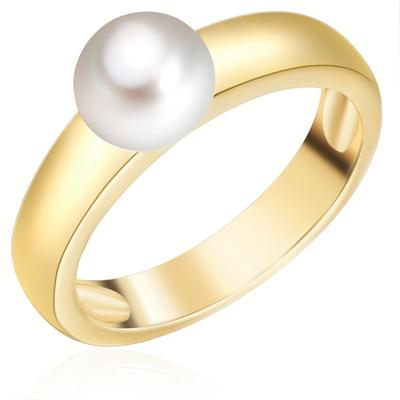 Valero Pearls - Perlen-Ring Sterling Silber Süßwasser-Zuchtperle in Gelbgold Ringe 1 ct Damen Image