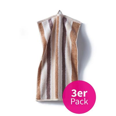 grace grand spa Gästetuch 3er-Pack in gestreifter Optik braun