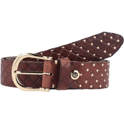 b.belt Lina Gold Nietengürtel Leder 100 cm Braun Damen