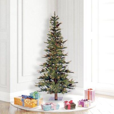 The Holiday Aisle® Ashland 5' Green Fir Artificial Christmas Tree w/ 300 Lights, Metal in White | 60 H x 35 W in | Wayfair