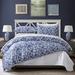 Bungalow Rose Middendorf Vintage Portuguese Pottery Tiles Duvet Cover Set Pima Cotton/Sateen in Blue/Navy/White | Wayfair