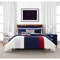 Tommy Hilfiger Clash of '85 Stripe Bedding Collection Duvet Cover Set, Twin, Ivory/Navy/Red