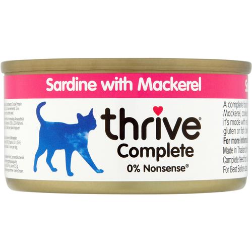 6x75g Complete Sardine+Makrele Thrive getreidefreies Katzenfutter nass