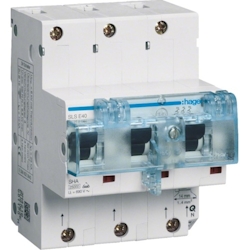 Hager SLS-Schalter, E, 3p, DIN-Schiene, 40A, 230V, 690V/Ui, 25kA, 6kV, Gr:2, IP2X, HTN340E Image