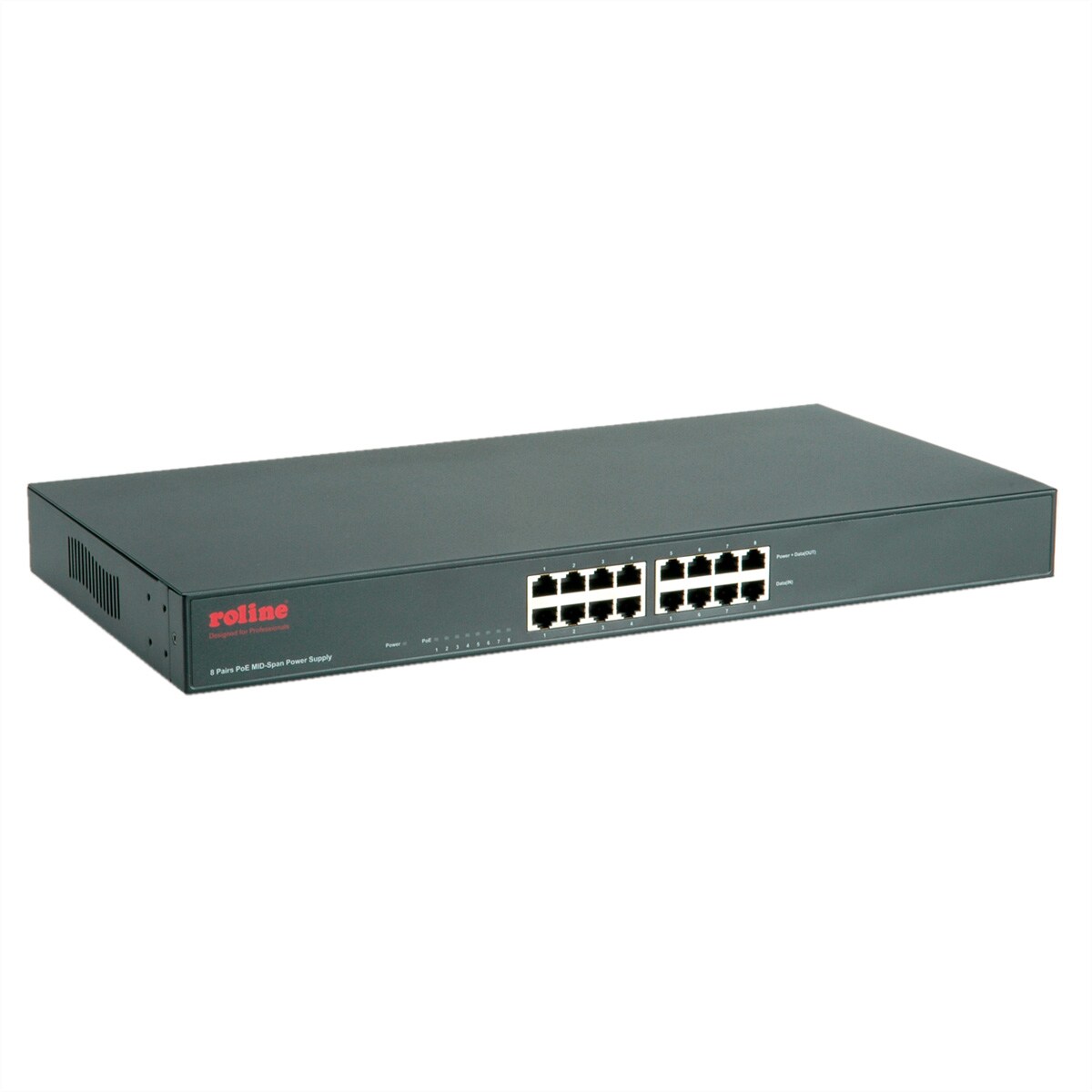 ROLINE 19-Zoll Fast Ethernet PoE Mid-Span Injektor, 8 Ports Image